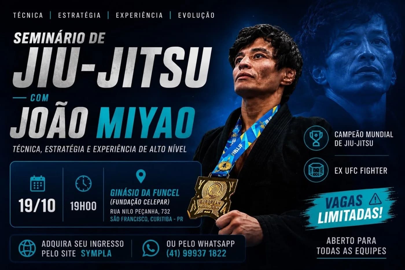 Capa do evento Seminário de Jiu-Jitsu com o atleta João Miyao