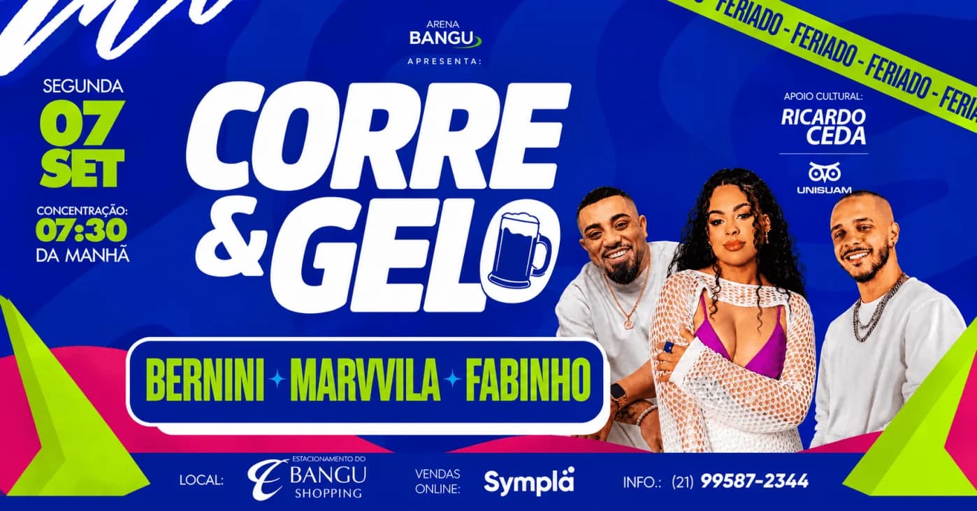 Capa do evento Corre & Gelo com Shows da Marvvila, Fabinho e Bernini